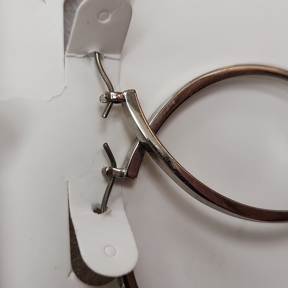 Touchstone Silver Hoop with Crystals  Earrings, 2" round for pierced ears - Picture 3 of 4